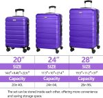 AnyZip Luggage Sets 3 Piece PC ABS Hardside Lightweight Suitcase with 4 Universal Wheels TSA Lock Carry On 20 24 28 Inch Light Blue - Image 3